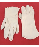 1950’s 60&#39;s Vintage SZ 6 Double Cotton Gloves Cream Ivory Embellished Bows - $17.23 CAD