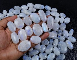 Natural White Rainbow Moonstone Cabochon Blue Fire Gemstone Wholesale Gemstone - £3.12 GBP+