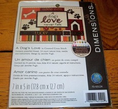 Dimensions Counted Cross Stitch Kit A Dogs Love Never Fails Paw Prints Bone NEW - £10.11 GBP