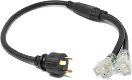 3 Ft. 10-Gauge Sjtw Generator Extension Cord Splitter, Black, Wen Pc.352. - $39.93