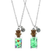 2Pack Butterfly Heart Star Luminous Sequins Bottle Pendant BFF Necklaces of 2 Fr - £13.27 GBP
