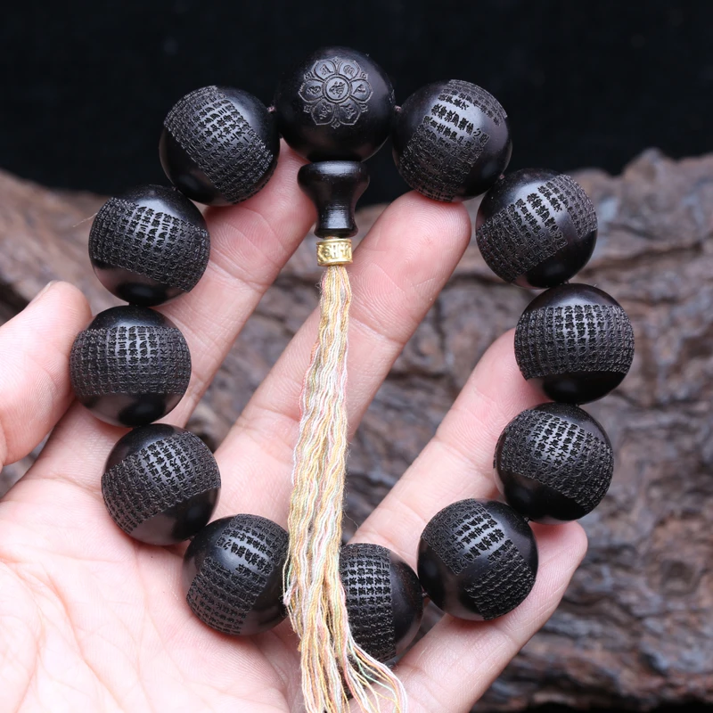 Genuine Natural Black Wooden Beads Tibetan Ebony 20mm mm Prayer Wheel Br... - £6.22 GBP+