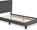 Stone-Colored Twin-Size Double Row Nail Head Upholstered Platform Bed Fr... - $160.99