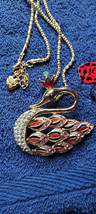 New Betsey Johnson Necklace Swan Red Rhinestone Summer Collectible Decorative - £11.71 GBP