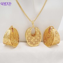 Fashion Dubai Jewelry Sets Copper Earrings Pendent Necklace For Women Romantic S - £27.53 GBP