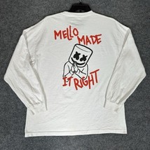 Marshmello Shirt Mens XL White Long Sleeve Crewneck Mello Made it Right ... - £14.02 GBP