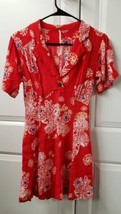 Free People Hawaii Midi Dress Size: XS Red Floral Cute - £20.17 GBP