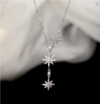 925 Sterling Silver Triple Star Necklace - FAST SHIPPING!!! - £10.21 GBP