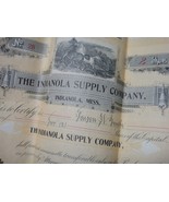 1901 antique INDIANOLA SUPPLY ms STOCK CERT #37 HORSE RAILROAD Faison H.... - £52.54 GBP