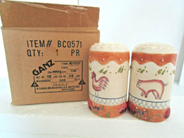 Ganz Bella Casa Salt Pepper Shakers country kitchen rooster Earthtones r... - $4.29