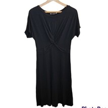 Mai Soli | Short Sleeve Black Midi Dress with Knotted Twist Front, size medium - £14.53 GBP