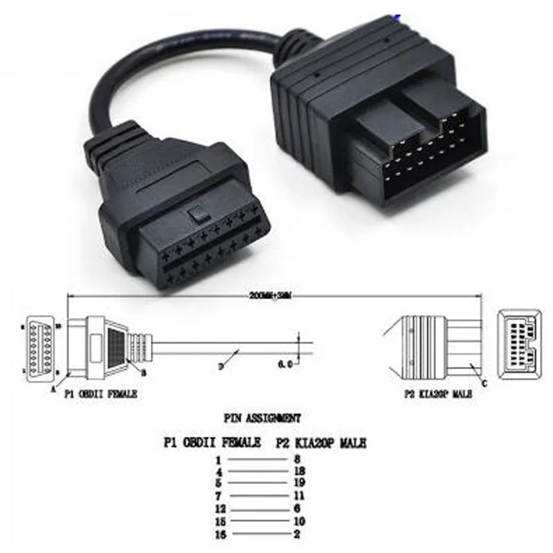 ELM327 OBD 2 Cable For  20 Pin To 16 Pin OBD2 OBD Diagnostic Tool Scanne... - £50.97 GBP