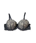 Fredericks of Hollywood pretty black lace bra 40D Underwire Gray Rhinest... - $6.80