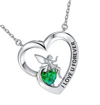 An item in the Antiques category: Heart Birthstone Necklace for Women girls 925 with