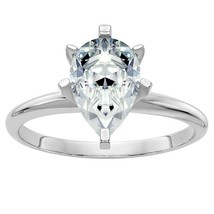 2.1Ct Pear Cut Simulated 14K White Gold Plated Solitaire Engagement Wedding Ring - £53.80 GBP