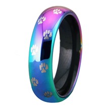 Unisex Tungsten Carbide Band Ring with Dog Paw Prints For Men and Women Annivers - £28.43 GBP