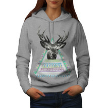 Wellcoda Triangle Deer Womens Hoodie, Animal Casual Hooded Sweatshirt - £29.42 GBP