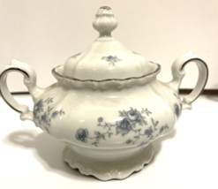 Johann Haviland Sugar Bowl &amp; Lid Bavaria Germany Fine China Blue Garland Dinning - £23.42 GBP