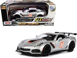 2019 Chevrolet Corvette ZR1 #2 Silver with Black and Orange Stripes "GT Racing"  - $1,498.63 MXN