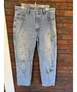 Blue Destroyed Jeans 36 x 32 Member&#39;s Mark Blue Straight Leg 100% Cotton... - $7.60
