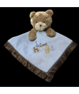 Carters Plush Bear Security Baby Blanket Rattle &quot;I Love Hugs&quot; Blue &amp; Bro... - £19.62 GBP