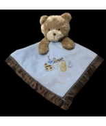 Carters Plush Bear Security Baby Blanket Rattle &quot;I Love Hugs&quot; Blue &amp; Bro... - $34.23 CAD