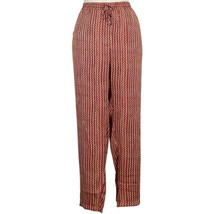 RALPH LAUREN Red Tan Gray Wavy Stripe Woven Drawstring Crop Pants 18W - $49.99