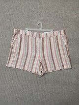Sonoma Ultra Comfort Waistband Shorts Womens 3X Striped Linen Cotton Pull On NEW - £15.80 GBP