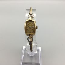 Vintage Longines Watch Women 10k Gold Filled Rectangle Swiss Manual Wind 6.5" - $89.09