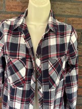 Soft Flannel Shirt Small Roll Tab Long Sleeve Top Blouse Rodeo Western Plaid - $4.75