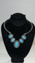 Fashion Elegant Chearm Tibetan Siliver Turquoise Necklace Western Cowgirl Oval  - $20.00