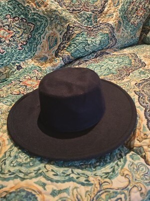 57 CM  Wide Brim Fedora Hat Dark Blue Felt Polyester  Item image 5