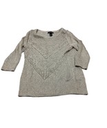 White House Black Market Gold Knit Sweater Womens M Medium 3/4 Sleeve - £19.02 GBP