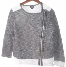 Mossimo Junior S/P Black Gray Cardigan Side Zip Long Sleeve Leather Trim Sweater - £17.65 GBP