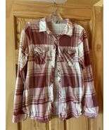 Large Passport Long or 3/4 Sleeve Button Up Plaid Pocket Top - €7,08 EUR