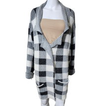 New Ali Miles Women&#39;s Black White Plaid Open Front Soft Cardigan Sweater 3X - $48.01