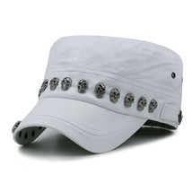 Hip hop skull flat hats punk rivet ring men army hat cool woman casual baseball cap thumb200