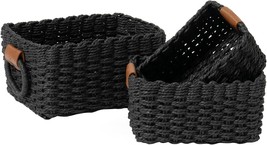 La Jolie Muse Small Wicker Baskets For Organizing, Recycled Paper Rope, Black - $44.95