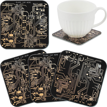 4 Pcs Circuit Board Coasters PCB Coasters Immersion Gold Circuit Board Coasters  - £15.74 GBP