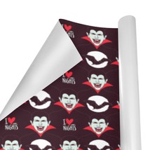 Vampire I Love Nights Black Halloween Wrapping Paper 58&quot; x 23&quot; - £14.08 GBP+