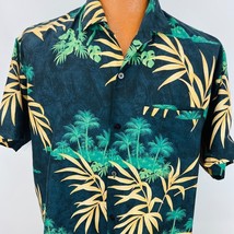 Rima Hawaiian Aloha L Shirt Palm Trees Bamboo Leaves Tropical Weld Pocket - £31.32 GBP