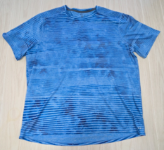 DSG Men's 2XL Training Movement Relaxed Tee blue striped stretch - $12.86