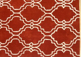 Moroccan Scroll Tile Rust Handmade Persian Style Woolen Area Rug - 6&#39; x 9&#39; - $9,929.86 MXN