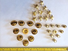 Lot of 20 of 2 sizes USSR Navy Uniform Buttons + 10 Captain&#39;s Epaulet stars - $16.65