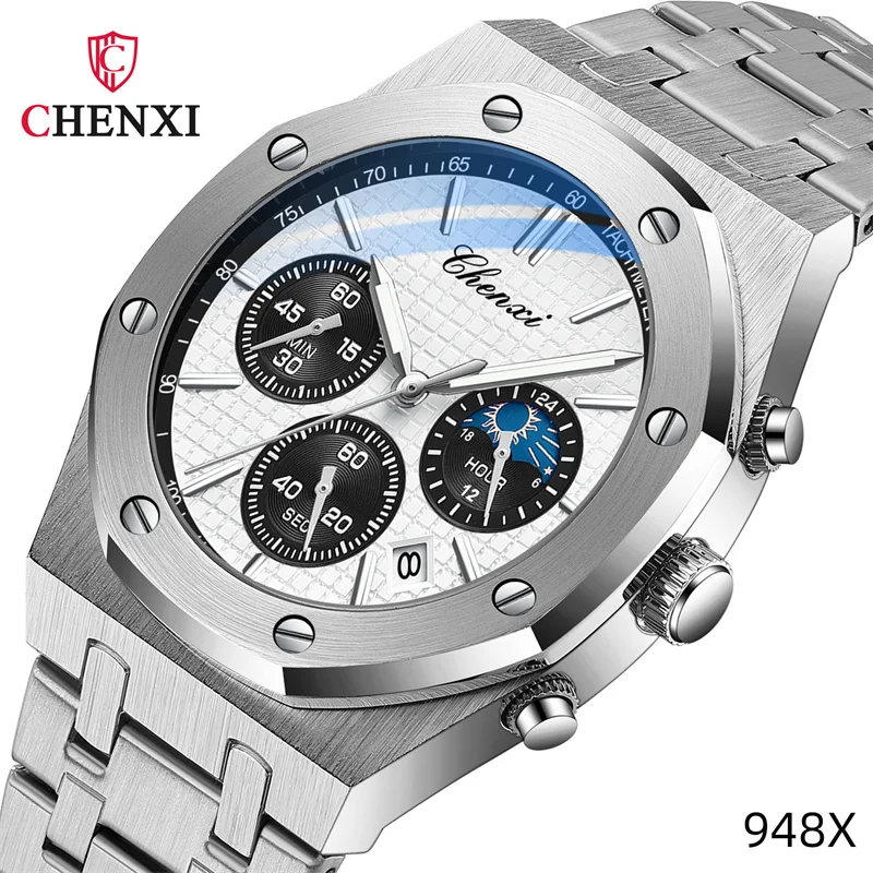 Chronograph Date Business Top Luxury Brand Quartz Watch Men Stainless St... - £27.48 GBP