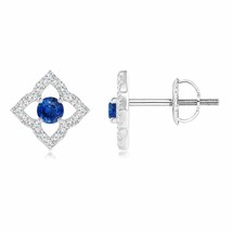 ANGARA Natural Blue Sapphire Round Stud Earrings for Women in 14K Gold (2.5MM) - £459.70 GBP