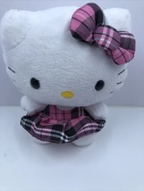 Ty Hello Kitty Plush 6” Stuffed Animal Pink Plaid Bow Dress Soft Toy By Sanrio - £7.89 GBP