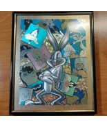 Vtg 12x9&quot; Warner Brothers WB LOONEY TUNES Bugs Daffy Foil Art Framed Pic... - $23.76