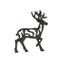 Rustic Brown Cast Iron Open Work Deer Wall Hanging 11.5 Inches High Buck Stag - £23.48 GBP