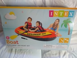Explorer 200 Inflatable 2 Person River Boat Raft Set W/ 2 Oars &amp; Pump - £30.36 GBP